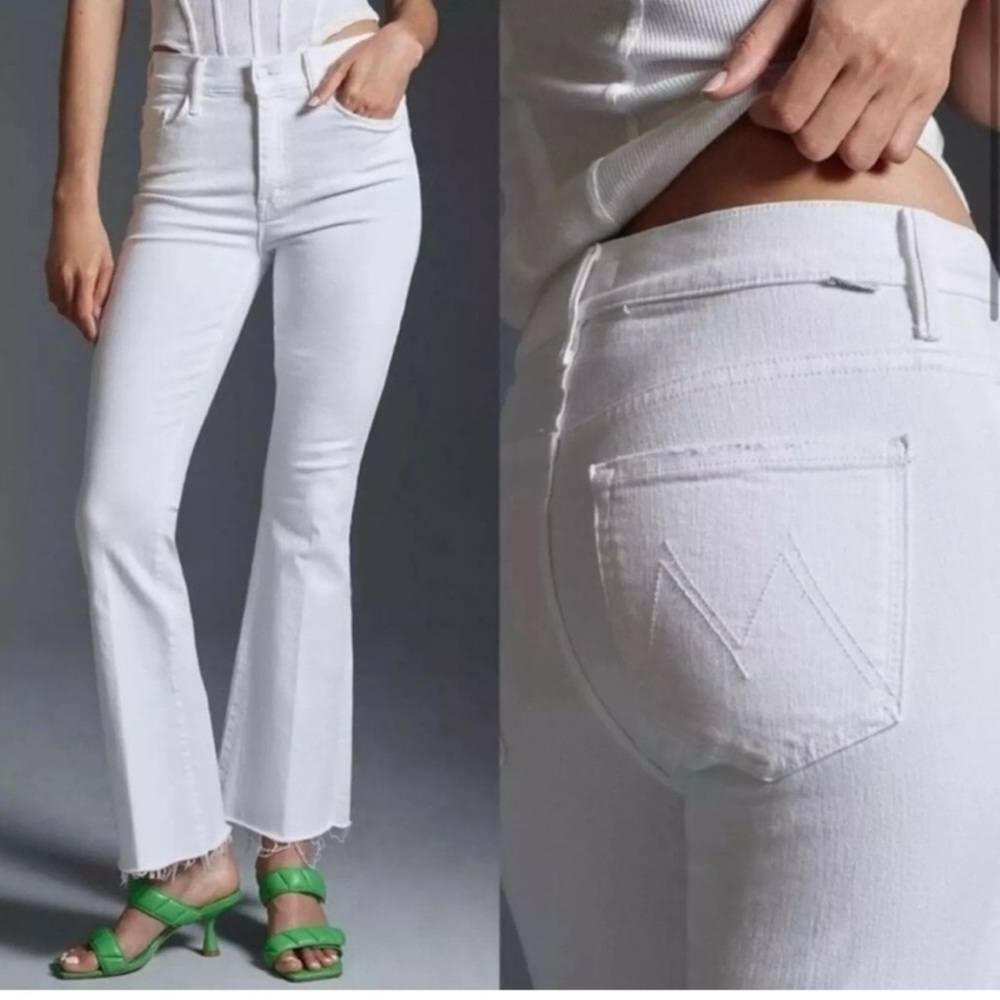 Mother Denim The Weekender Fray White Flare Jeans, Women’s Size 31